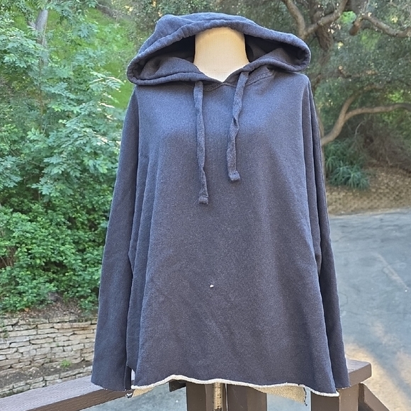 NEW $278 FRANK & EILEEN TEE LAB KANE CAPELET HOODIE SWEATSHIRT IN BLUE RAW RNS L